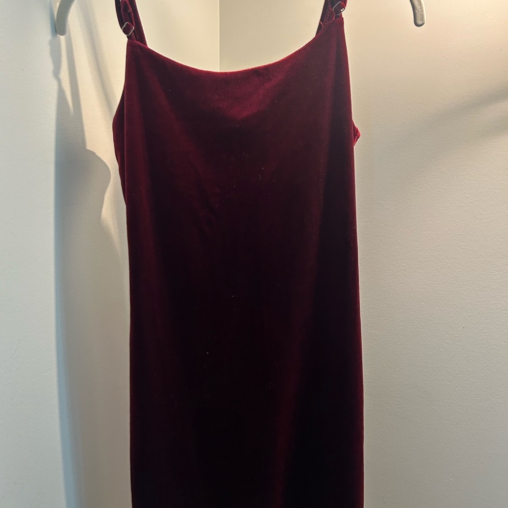 Burgundy Velvet Mini Slip Dress with Adjustable Straps